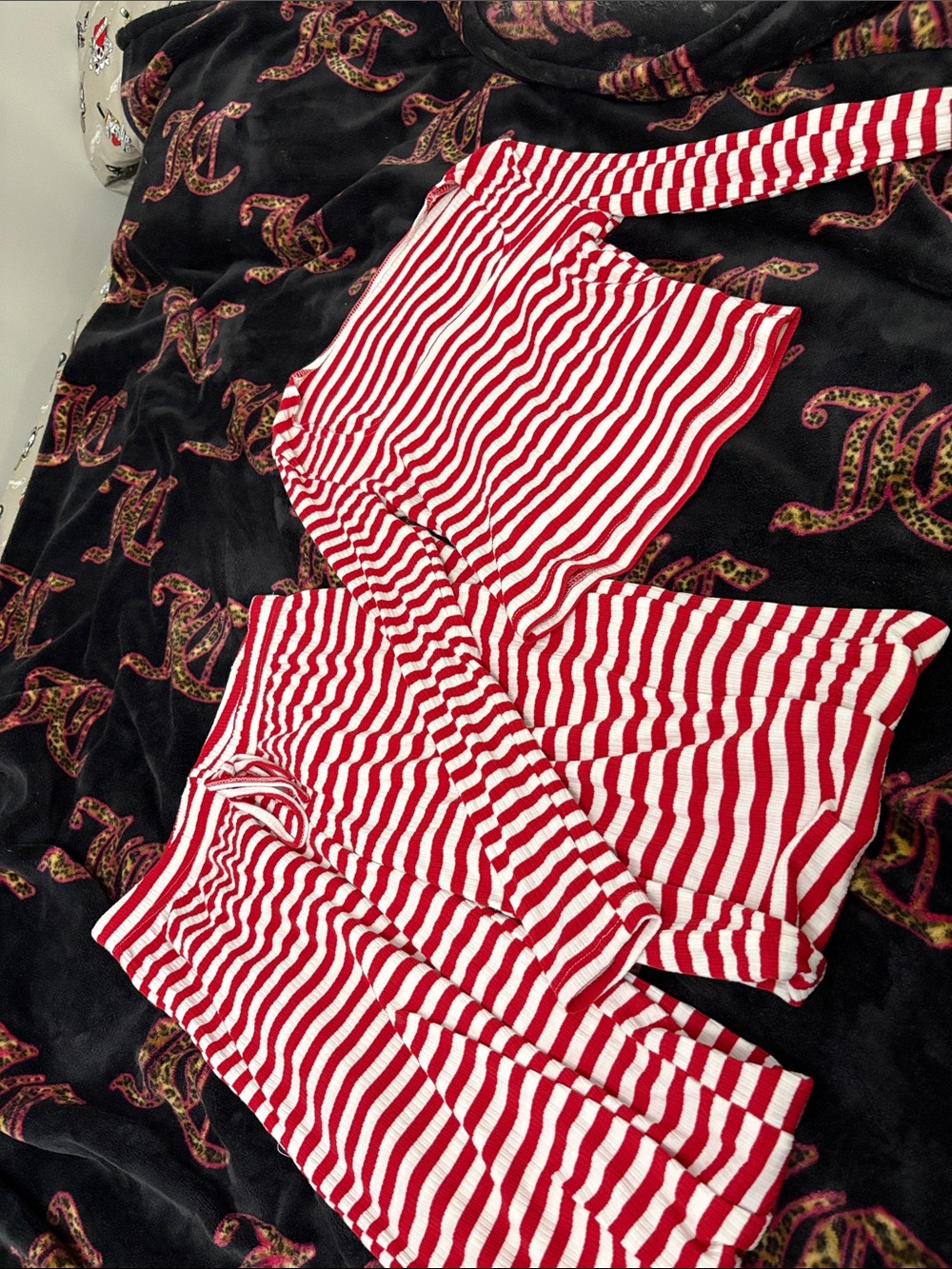 Red and White Striped Long Sleeve Top